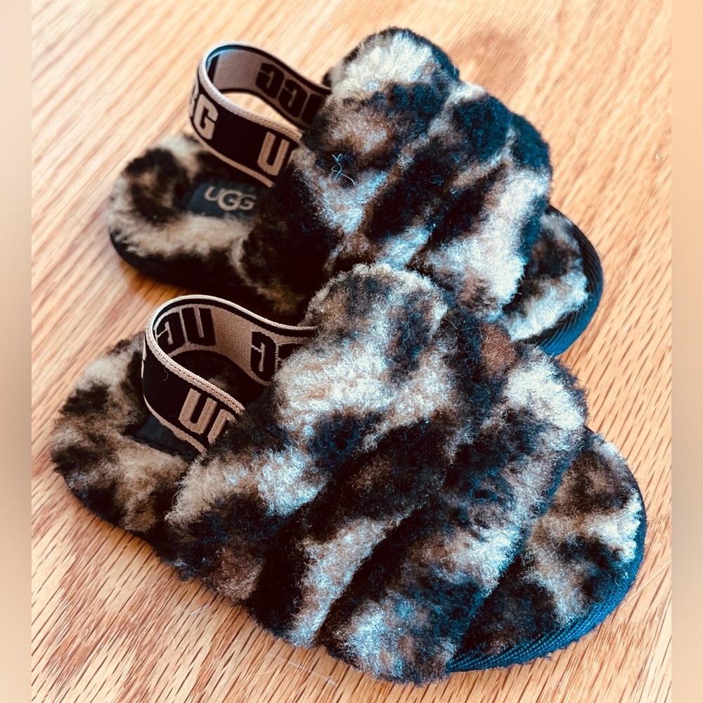BABY FLUFF YEAH SLIDE PANTHER PRINT - BUTTERSCOTCH Toddler size 6